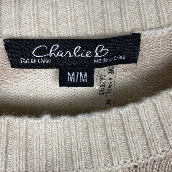 Charlie B Zig Zag Diamonds Sweater Powder Size M - Picture 3 of 4